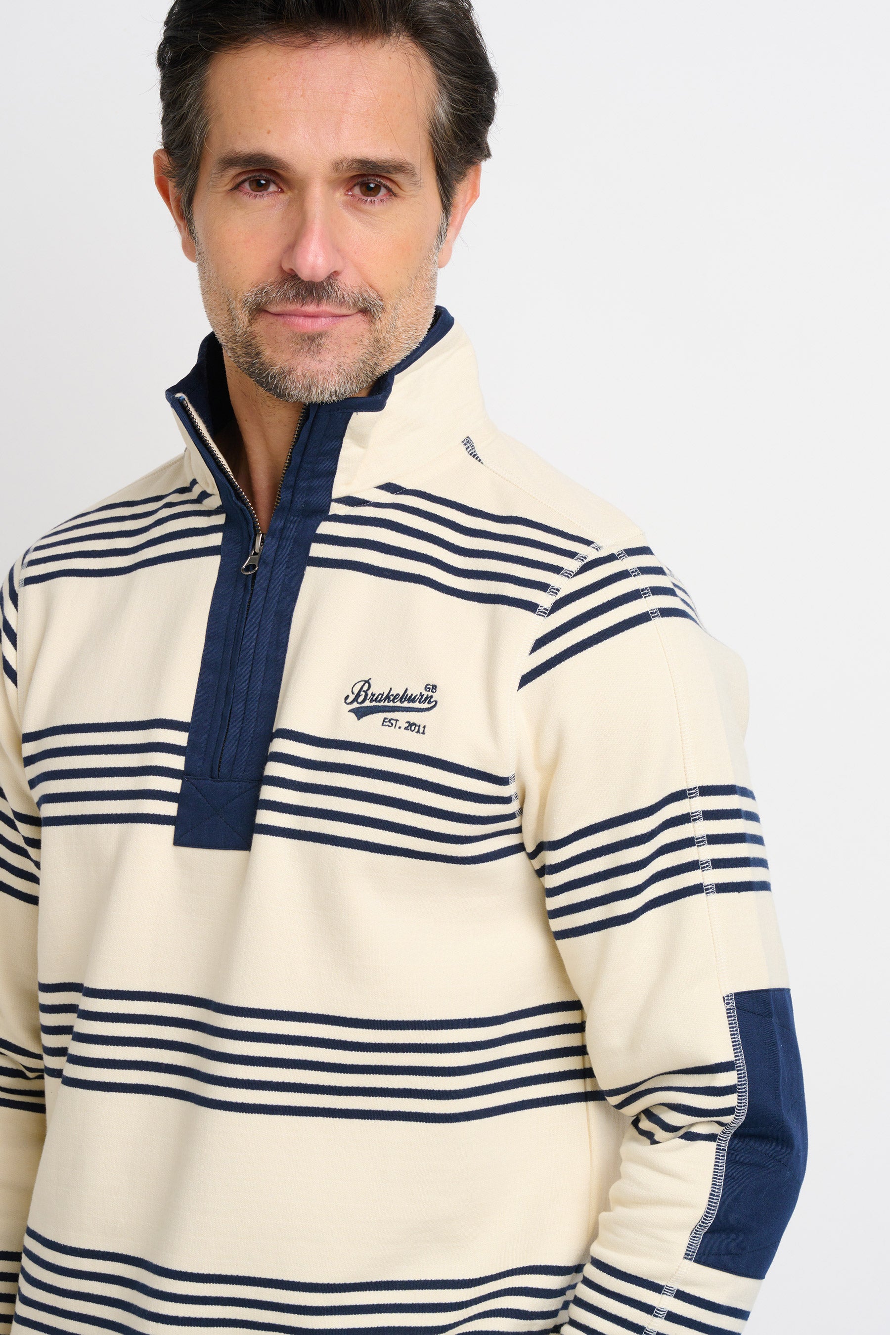 Men&#39;s Stripe Quarter Zip Sweat