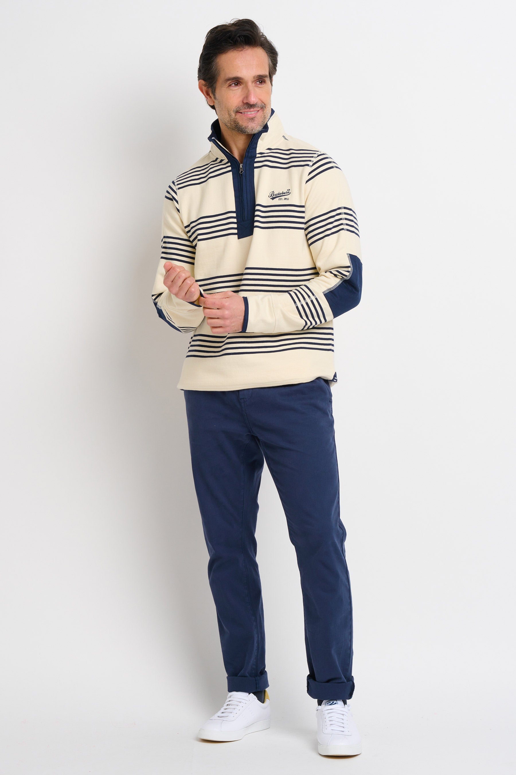 Men&#39;s Stripe Quarter Zip Sweat