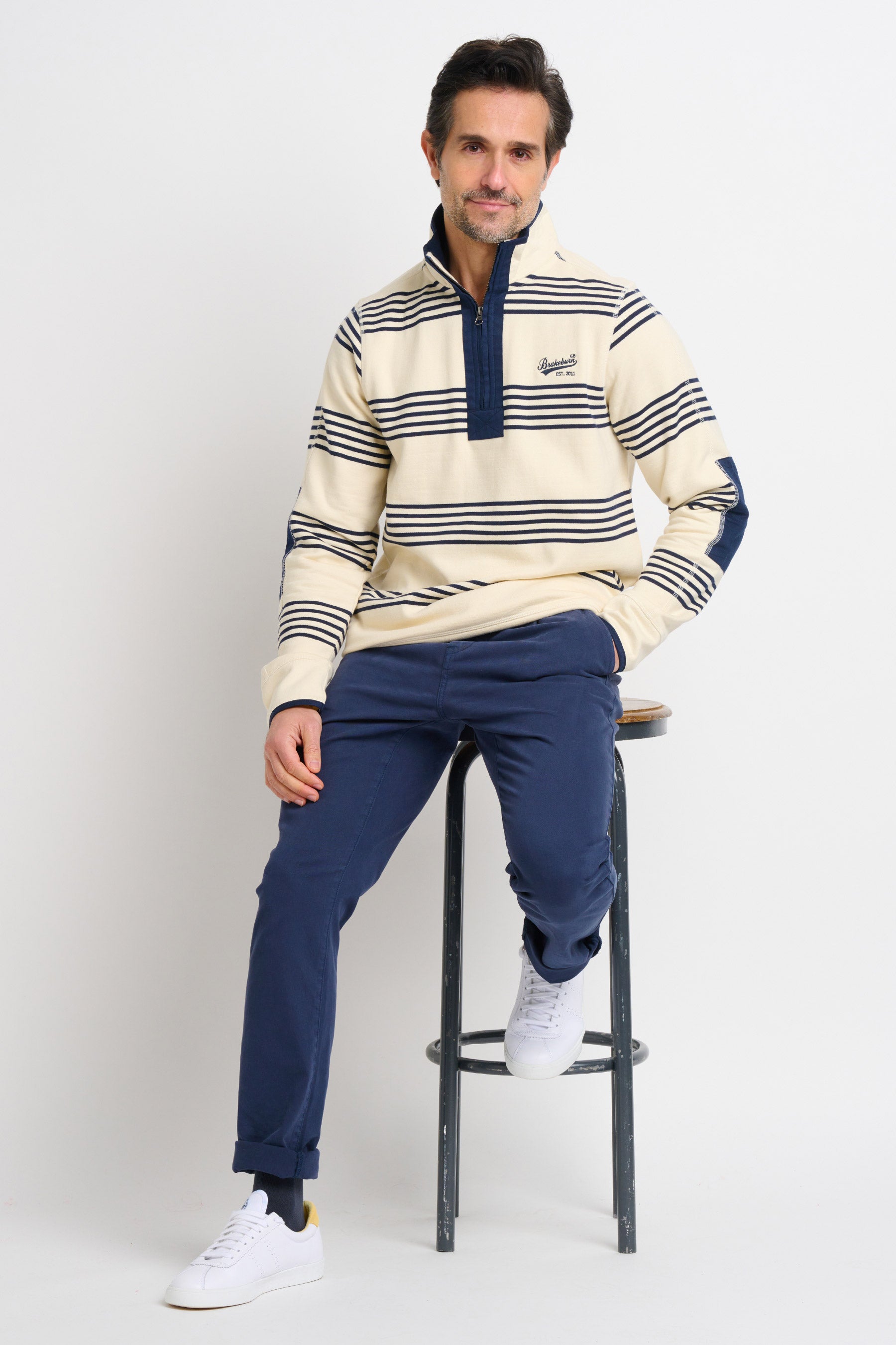 Men&#39;s Stripe Quarter Zip Sweat