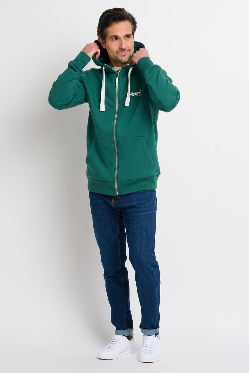 Green Zip Through Hoodie