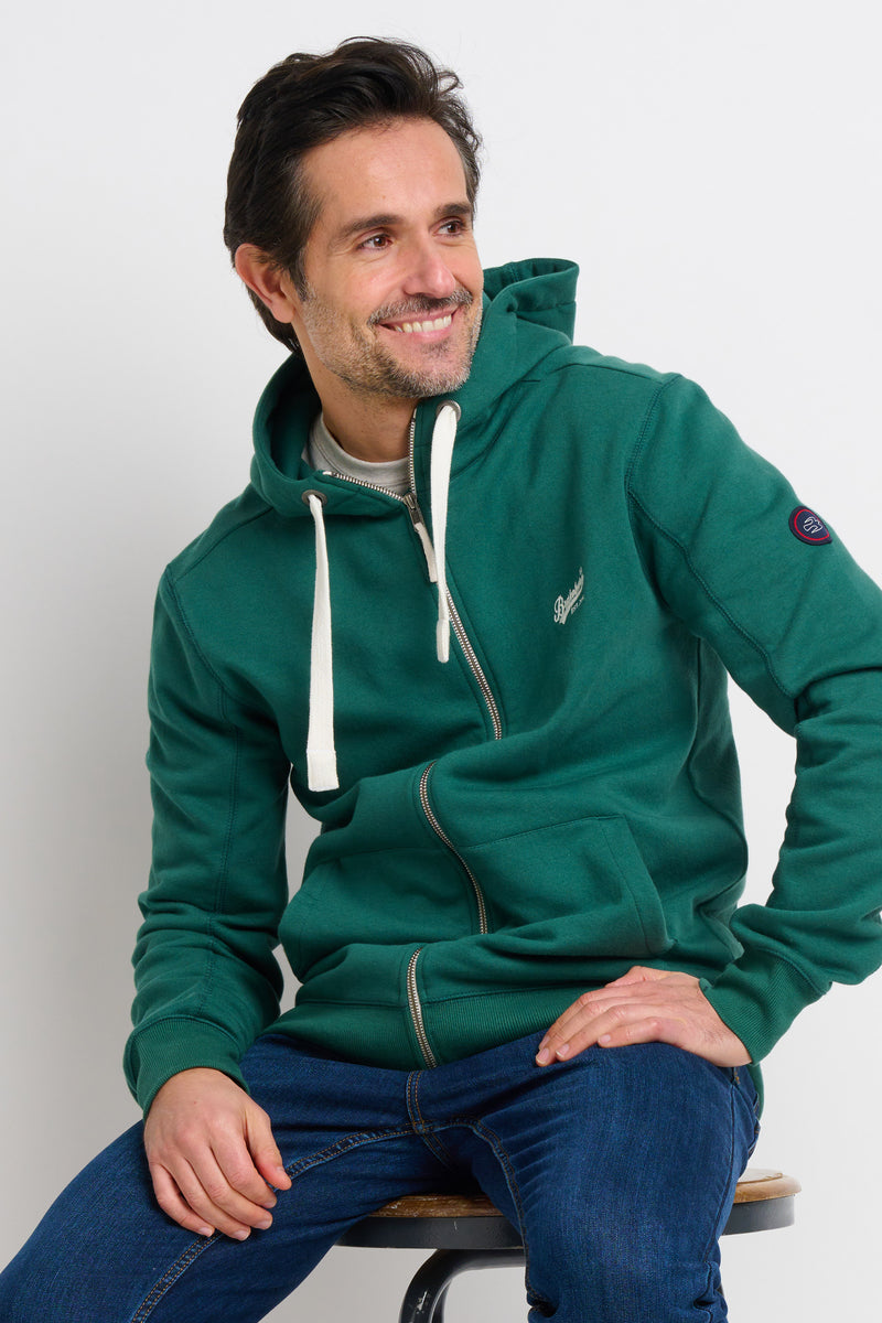 Green Zip Through Hoodie