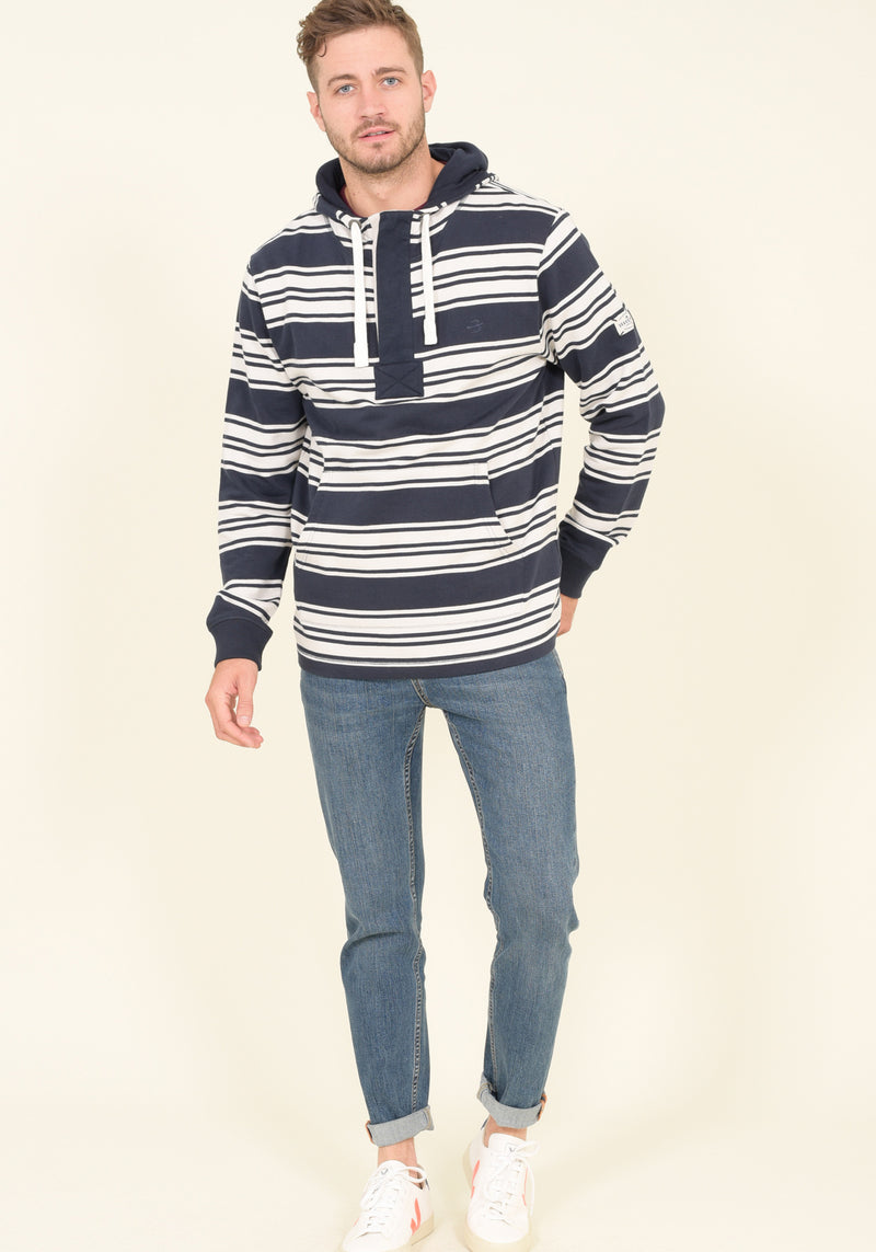 Stripe 3 Button Hoodie