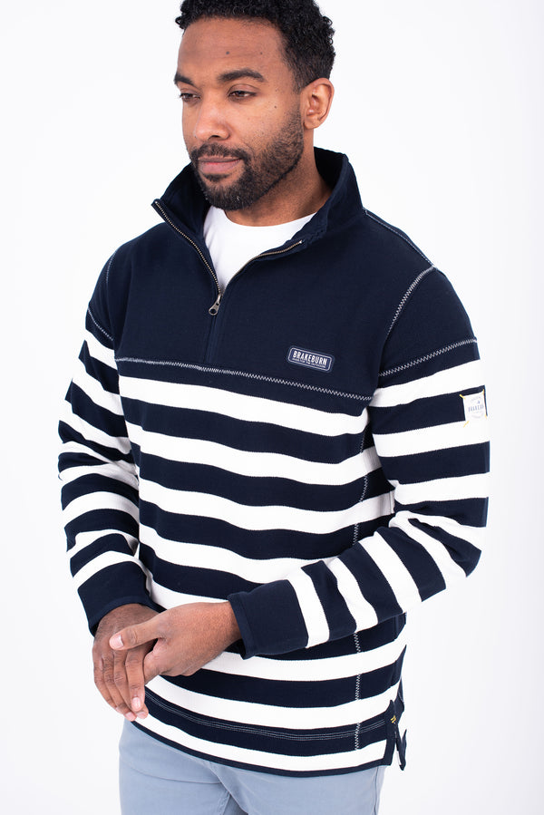 Striped Quarter Zip Sweat