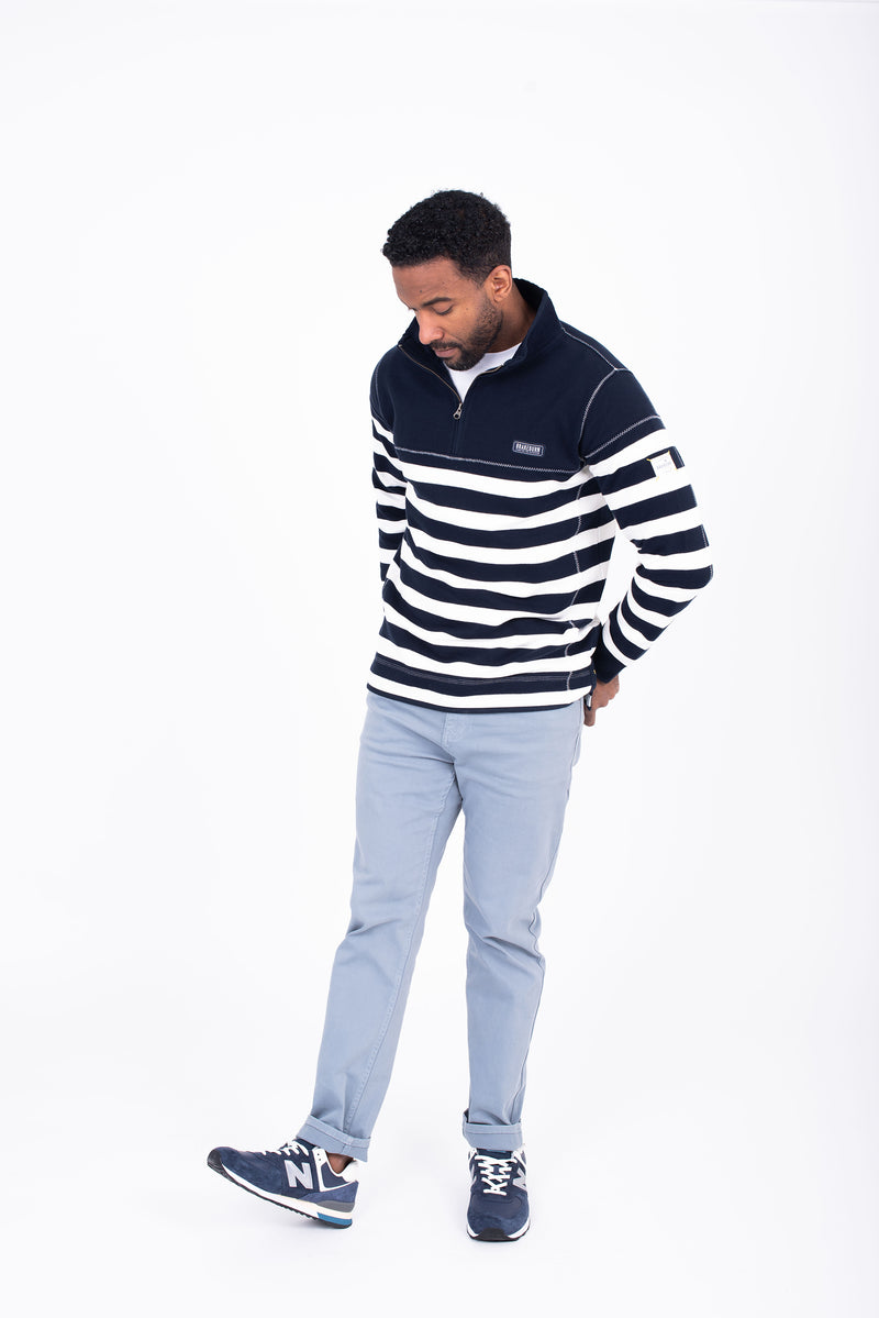 Striped Quarter Zip Sweat