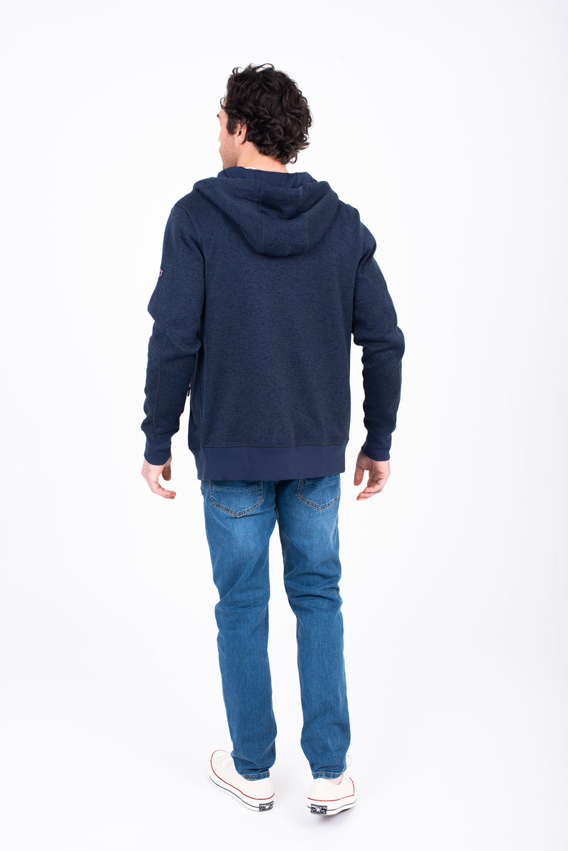 Navy Marl Zip Thru Hoodie