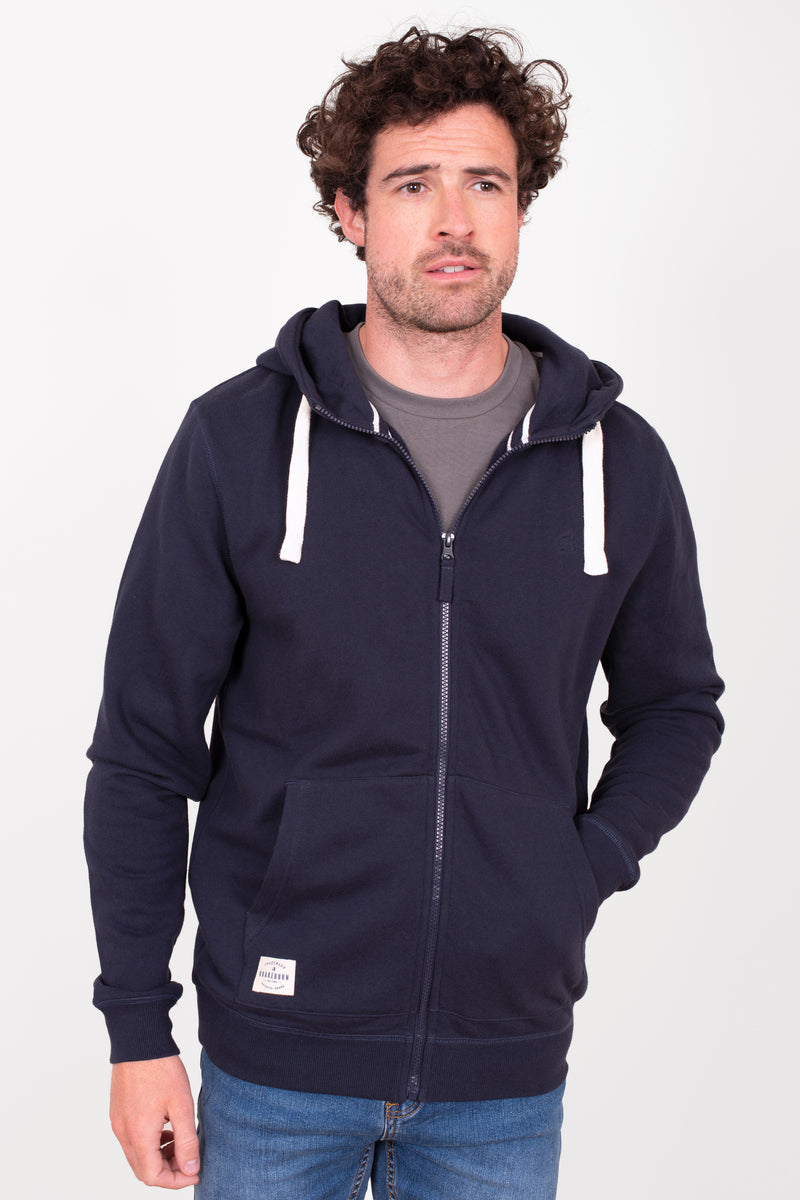 Navy Zip Through Hoodie