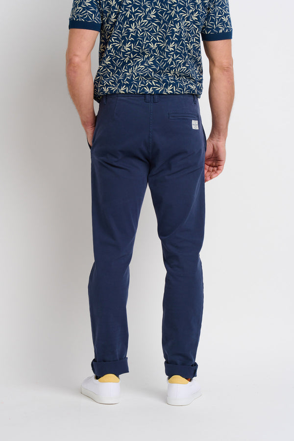 Navy Pleat Front Chinos