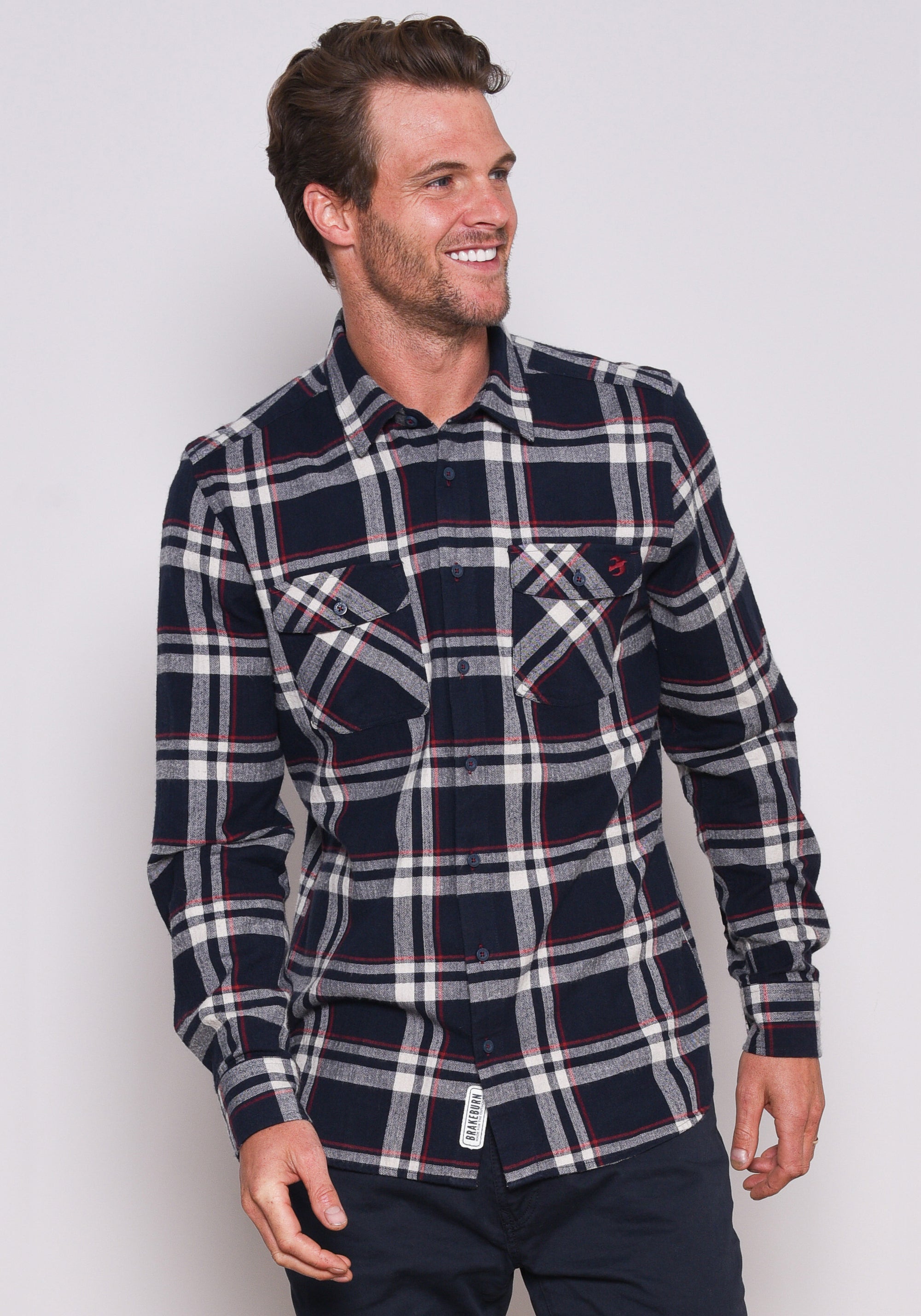 Navy Checked Flannel Shirt