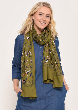 Bird Song Border Scarf