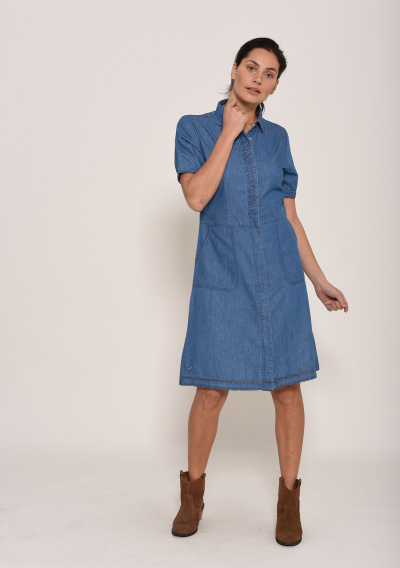 Short Sleeve Denim Dress